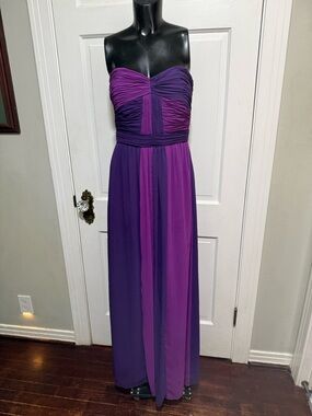 max and cleo purple dress MAX and CLEO Purple Print Textured Silky Dress 8